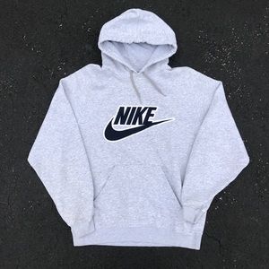 Vintage Nike Big Logo Grey Black Hoodie Sweatshirt
